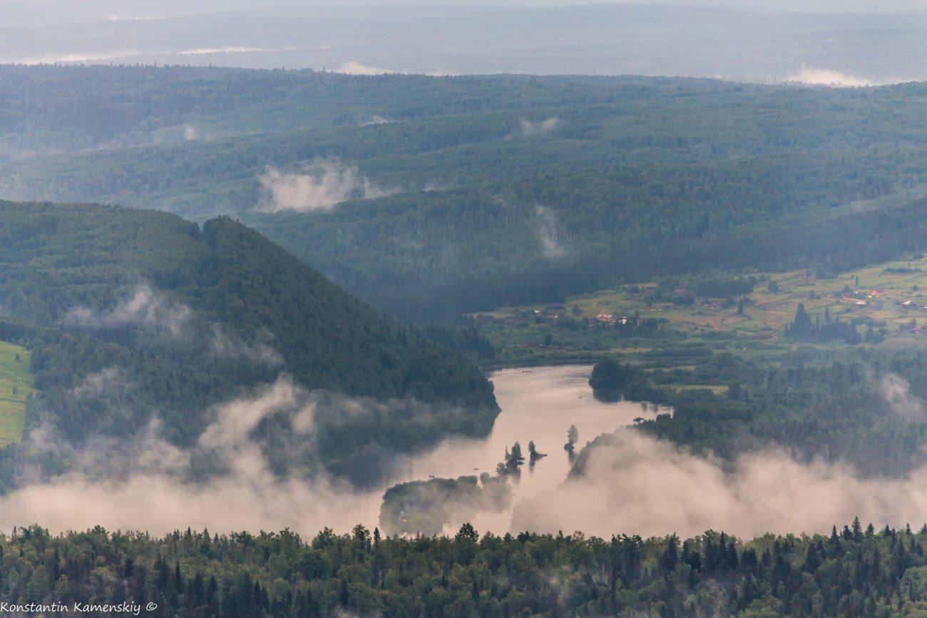 Река Вишера в тумане