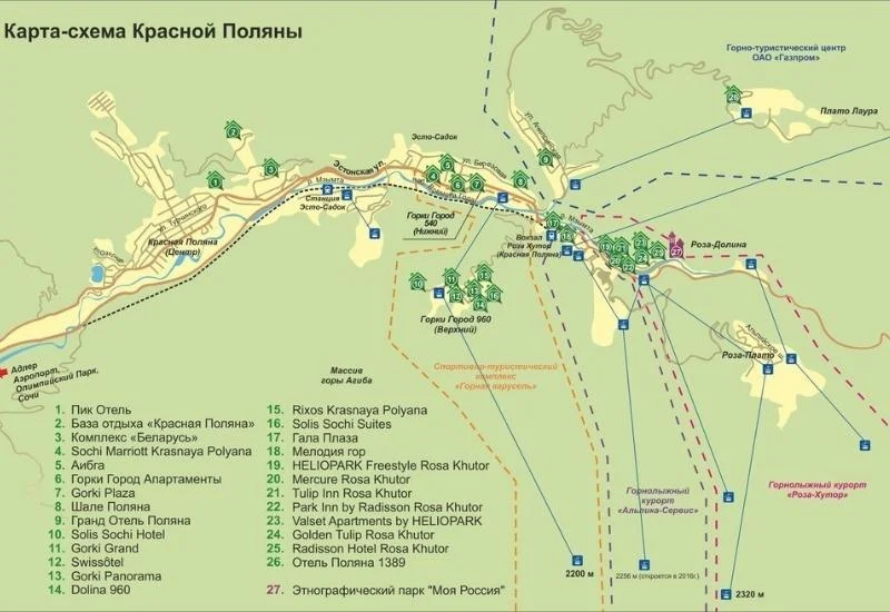 схема курорта Красная Поляна