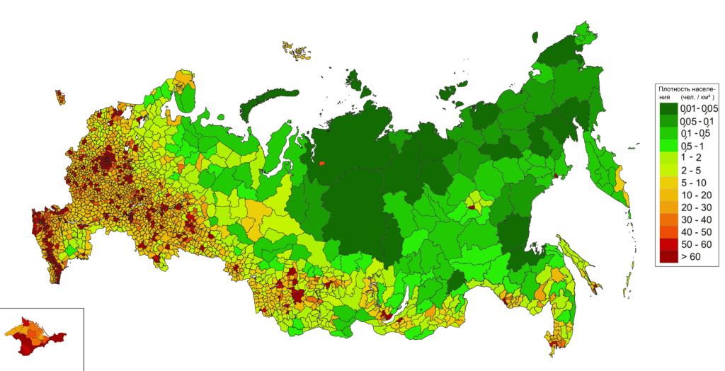 Большая карта плотность населения России скачать