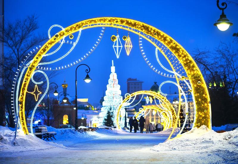 Сквер Дзержинского Омск Новый год