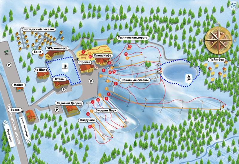 Курорт Игора схема горнолыжных трасс