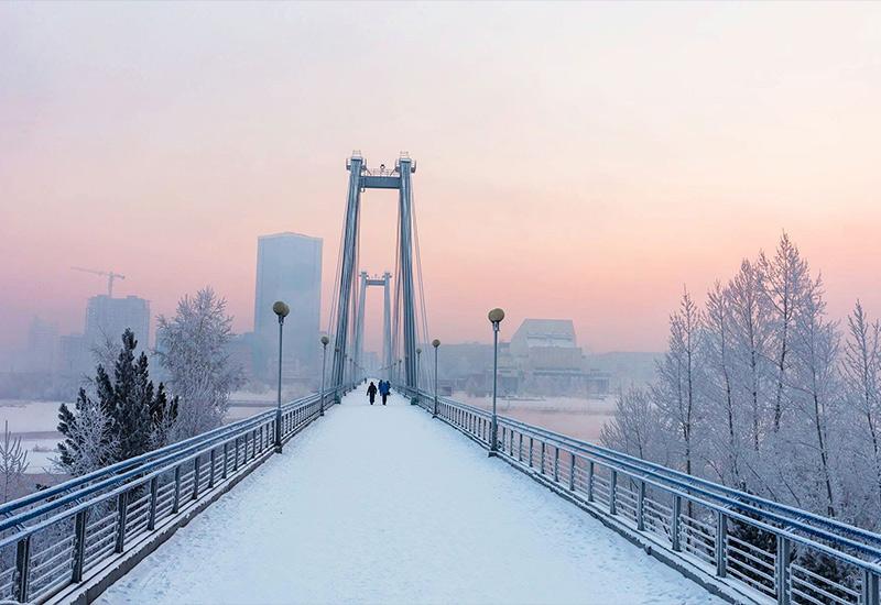 Вантовый мост Красноярск зима